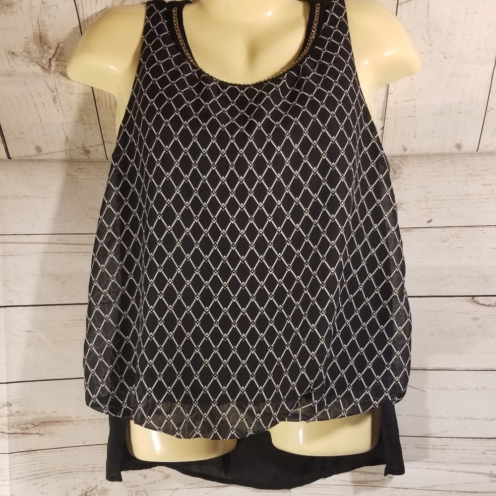 NWT By & By Black/White High Low Top
